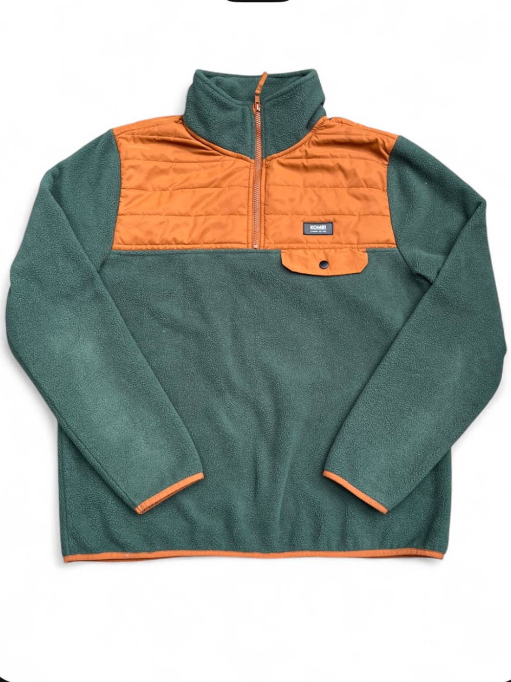 Kombi size XL men’s Green + Orange Quarter-Zip Fleece Pullover